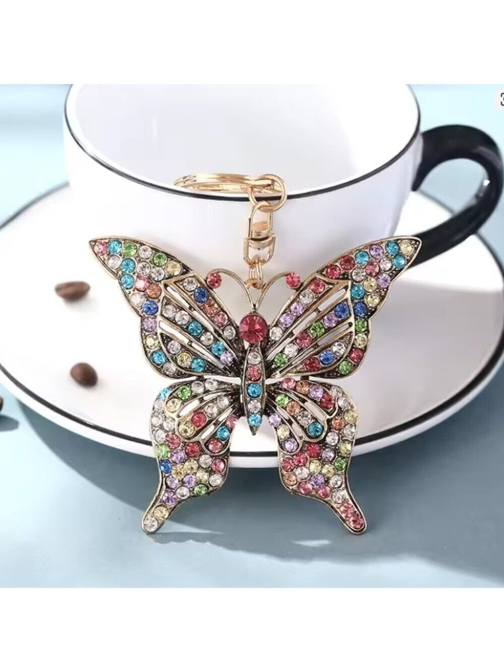 Crystal Hollow Butterfly Metal European And American Keychain Pendant Creative - Picture 2 of 6